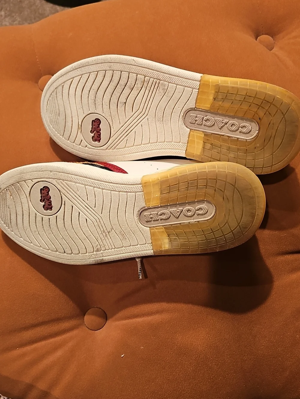 Coach White Sneakers with Red & Tiger-Print Accents
